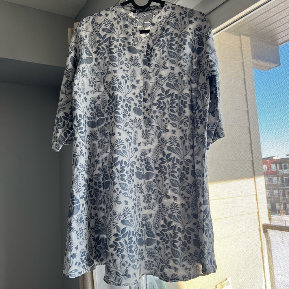 Printed women summer dress,long blouse,top, 100% cotton, XS but oversized